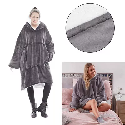 Buy Oversized Hoodie Fleece Blanket Ultra Plush Sherpa Hooded Sweatshirt Long Type • 11.95£