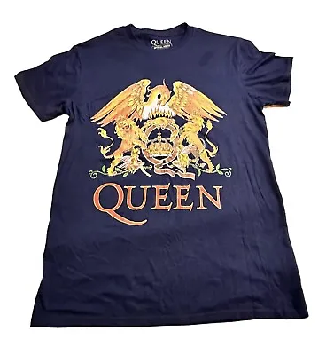 Buy Queen Official Merchandise Navy T Shirt 100% Cotton Size Medium Rock Band Logo • 0.99£