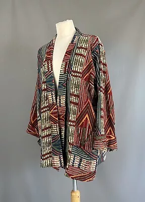 Buy Anokhi Indian Woven Cotton Hand Block Open Kimono Jacket Vintage Boho M L UK 16 • 59£