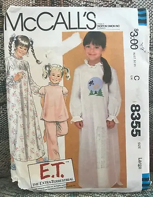 Buy McCall's Sewing Pattern #8355 ET Extra-Terrestrial Girl Nightgown Pjs Large 1982 • 4.83£