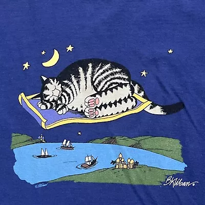 Buy B. Kliban Cats Crazy Shirts Hawaii Long Sleeve Blue Nap Sleep Moon Magic Sz L • 28.20£