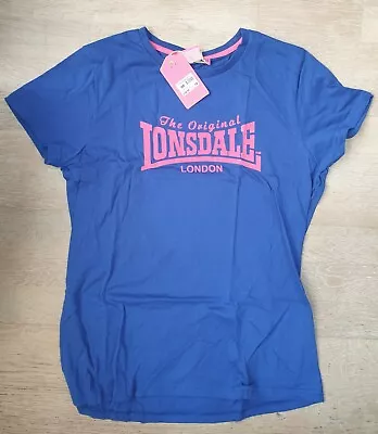 Buy Lonsdale T Shirt Ladies Regular Fit Tee Top Short Sleeve Blue Pink Cute NEW • 6.99£