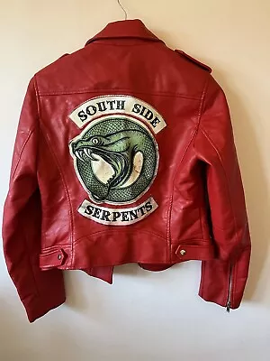 Buy Zara Riverdale Cheryl Blossom Southside Serpents Red Faux Leather Jacket Medium • 15£