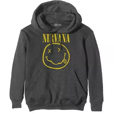Buy Nirvana - Nirvana Unisex Hoodie  Yellow Smiley Large - New Hooded T - G1362a • 25.31£