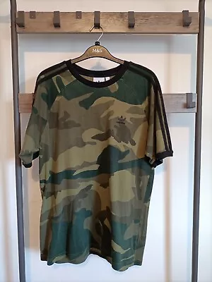 Buy Adidas T-Shirt L Green Camo Mens Short Sleeve Round Neck Cotton Originals • 14.99£