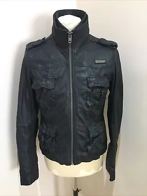 Buy Mens Superdry Leather Jacket Size S/M Black  Smart/Casual Leather Jacket • 22.99£