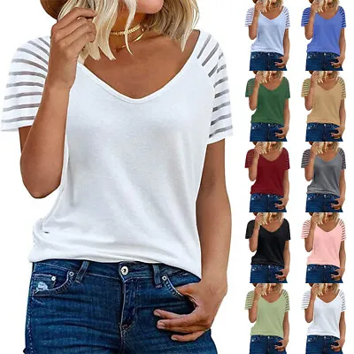 Buy Womens Plain T-shirt Loose Holiday Tops Blouse Plus Size Ladies Casual Tee TOP • 9.19£