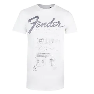 Buy Official Fender Mens Guitars Patent T-shirt White Mens Sizes S - XXL • 13.99£