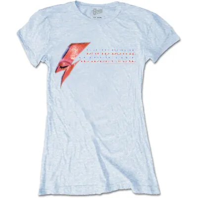Buy David Bowie Aladdin Sane Eye Flash Official Ladies Blue T-Shirt Ziggy Womens Gir • 13.95£