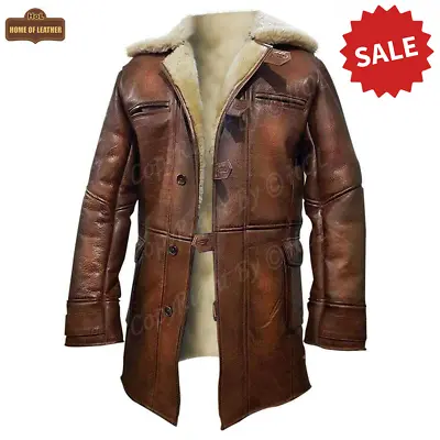 Buy Men Batman Dark Knight Tom Hardy Bane Real Leather Coat Shearling Jacket -Large • 109.99£