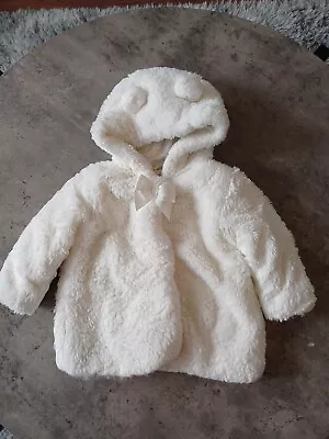 Buy Stunning Baby Girls Coat 6-9 Months Jacket Fluffy George Hooded • 1.99£