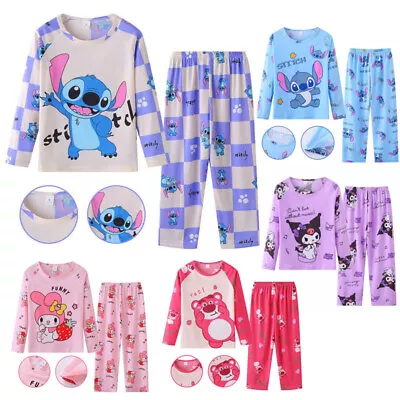 Buy 2PCS Kids Girls Boys Pyjamas  Lilo & Stitch Print Contrast PJs Set Lounge Suits • 7.99£