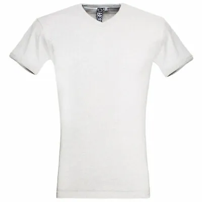 Buy Mens White V Neck Slim Fit Ribbed Muscle SoulStar T-Shirt • 9.99£