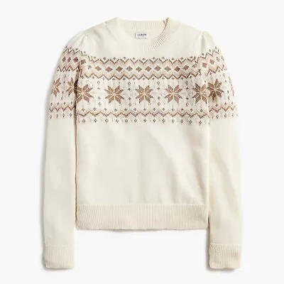 Buy J.Crew 100% Cotton Fair Isle Sweater Size S Cream Pullover Knit Crewneck New • 47.25£