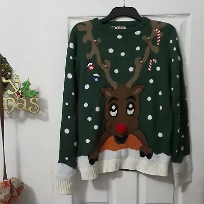 Buy Christmas Jumper Funny Xmas Novelty Womens Ladies Vintage Knitted Sweater Size L • 12£
