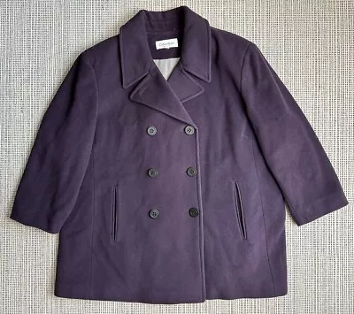 Buy Calvin Klein Women Purple Wool Nylon Cashmere Pea Coat Jacket Button Up Pockets • 42.62£