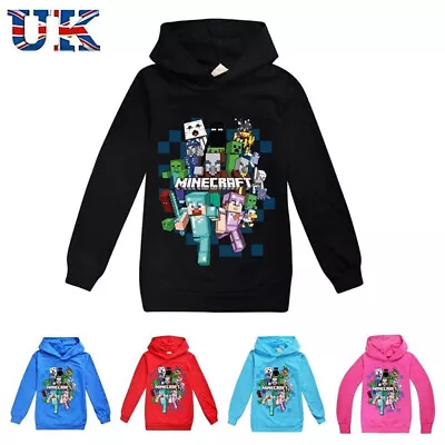 Buy Kids Minecraft Casual Hoodie Long Sleeve Hooded Sweatshirt Pullover Jumper Tops • 13.99£