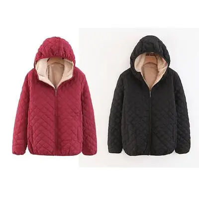 Buy Women Autumn Winter Color Coat Jackets Female Lamb Hooded Plaid Long Sleeve BGS • 20.15£