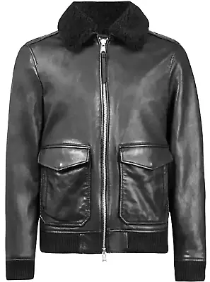 Buy All Saints Phoenix Aviator Black Leather Jacket Medium • 175£