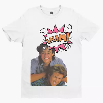 Buy Wham T-Shirt - Vintage White Pink Band George Michael Ridgeley Unisex Music POP • 8.39£