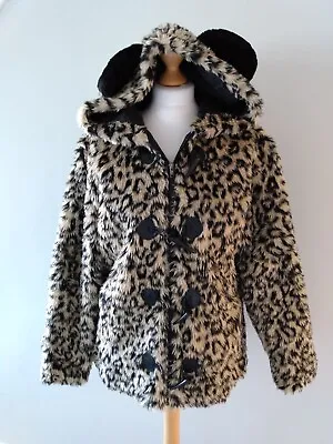 Buy Leopard Print Faux Fur Jacket Kawaii Ears Alt Punk Goth Hooded Short Visual Kei • 15£