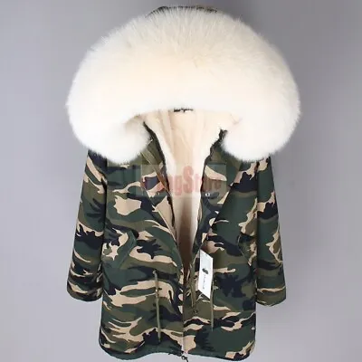 Buy Fur Long Coat Hooded Jacket Women's Large Fluffy Winter Warm Parka  • 218.80£
