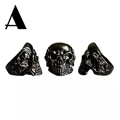 Buy Gothic Black Skull Ring Vintage Fashion Band For Men Or Women Punk Jewelry • 4.99£