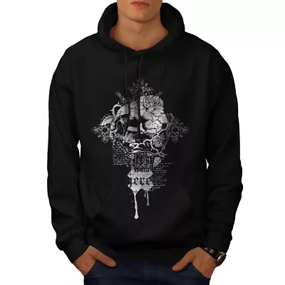 Buy Wellcoda Rose Dead Flower Skull Mens Hoodie, Grave Casual Hooded Sweatshirt • 25.99£