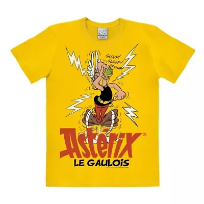 Buy T-shirt 100% Cotton Logoshirt® Asterix Drinking The Magic Potion (Yellow) • 26.40£