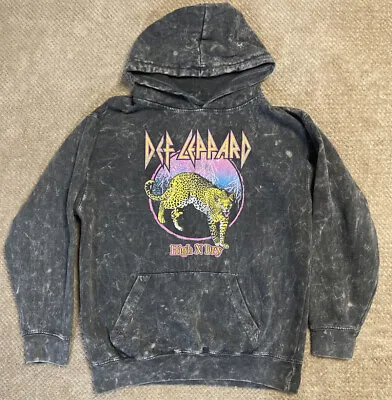 Buy Def Leppard Womens Small Gray & Pink High N Dry Leopard Graphic Hoodie • 25.95£
