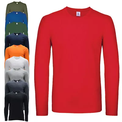 Buy Mens T Shirts Long Sleeve Crew Neck Regular Fit Casual Cotton Plain Tees S - 3XL • 5.99£