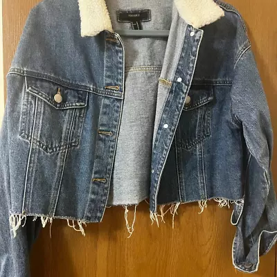 Buy Forever 21 Cropped Jean Jacket Size Medium  • 9.61£