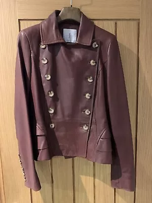 Buy Designer Leather Jacket - Burgundy - Size 10 - Terance Conran • 50£