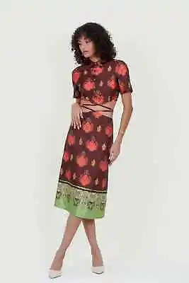 Buy Eloshé Brown Lace-up Crop Shirt And Midi Skirt REDSSM101 Eloshe • 95.55£