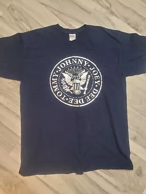 Buy Ramones T-shirt Size Large, Blue With Silver Print Front And Back. Gildan Brand • 12.99£