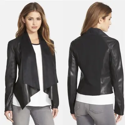 Buy KUT From The Kloth Ana Faux Leather Drape Jacket Black NEW NWT Size XS • 38.61£