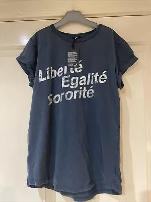 Buy Liberté Egalité Sororité Slogan T Shirt Stonewashed Denim Cotton T Shirt £28 M • 5£