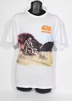 Buy Star Wars The Mandalorian T-Shirt L White Graphic Print Comic Grogu Mens • 12.99£