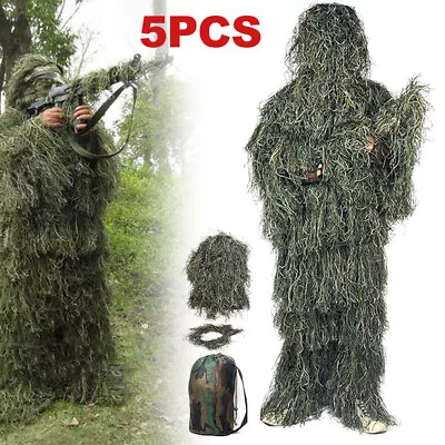 Buy Adult Tactical 3D Gillie Suit Leaves Camouflage Cape Hunting Cloak Outdoor Game • 28.89£