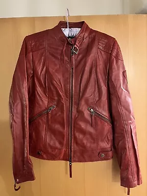 Buy Leather Biker Style Jacket. Red. Size 10.  • 50£