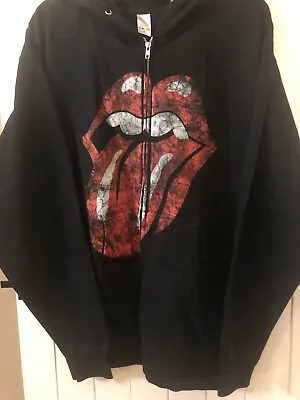 Buy ROLLINGS STONES BLACK HOODIE With Large Lips Logo Size L • 29.99£