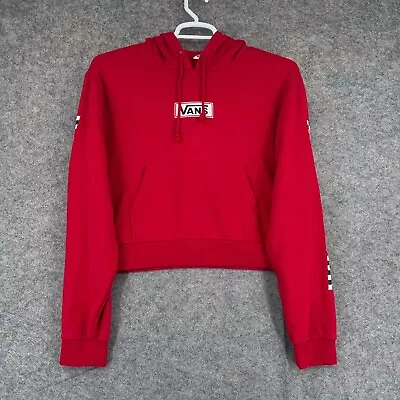 Buy Vans Hoodie Womens Medium Red Crop Top Pullover Warm Up Skateboarding Retro • 24.12£