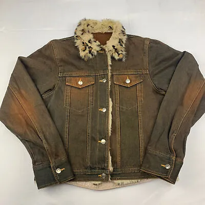 Buy Denim Jacket With Fur Lining / Collar , Large • 45£