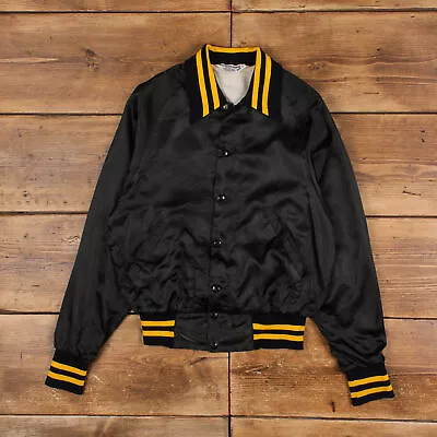 Buy Vintage Don Alleson Athletic Varsity Jacket S 80s Raglan Satin Satin Black • 22.67£