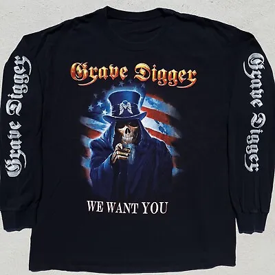 Buy Grave Digger Monster Truck Uncle Sam Long Sleeve Tee Shirt XL 2016 Car Racing • 31.57£