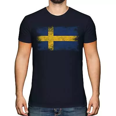 Buy Sweden Distressed Flag Mens T-shirt Top Sverige Football Swedish Gift Shirt • 9.95£