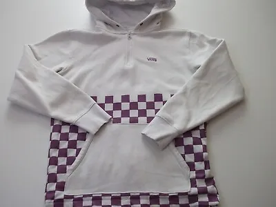 Buy Vans Hoodie Womens XS Cream Purple Check Hooded Sweatshirt Top Pullover Sweater • 7.99£