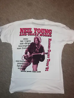 Buy Ultra Rare XL VTG Neil Young Vintage Shirt 1991 World Tour Ragged Glory • 122.53£