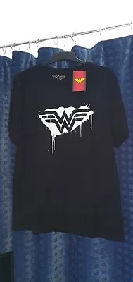 Buy Wonder Woman - Dripping Logo -  Large - Black T-shirt - Brand New With Tags • 14.95£