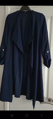 Buy F&F Open Longline Jacket Navy Blue Size 8 • 3.99£